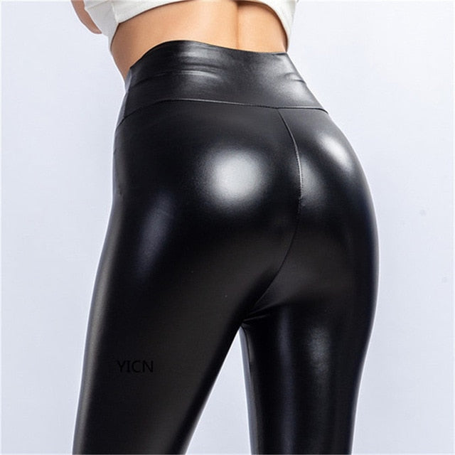 Black Summer PU Leather Pants