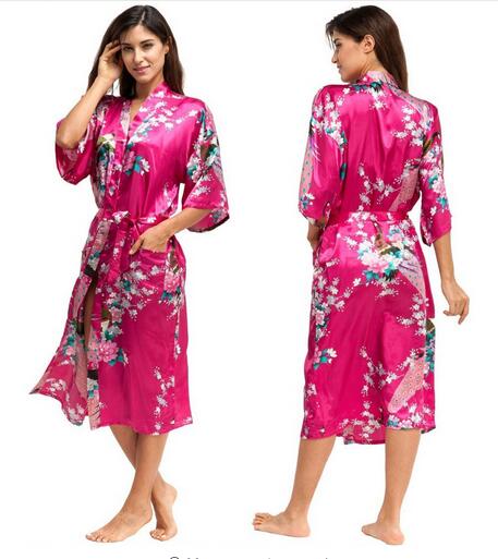 Silk Kimono Robe Bathrobe Women Satin Robe Silk Robe