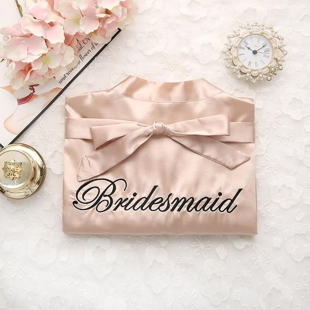 Bride Bridesmaid Kimono Bathrobe Dress