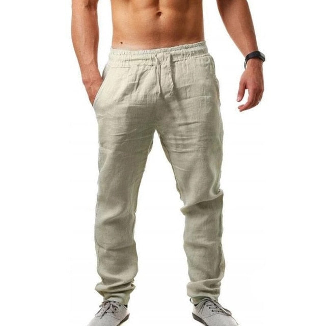 Men's Cotton Linen Pants Male