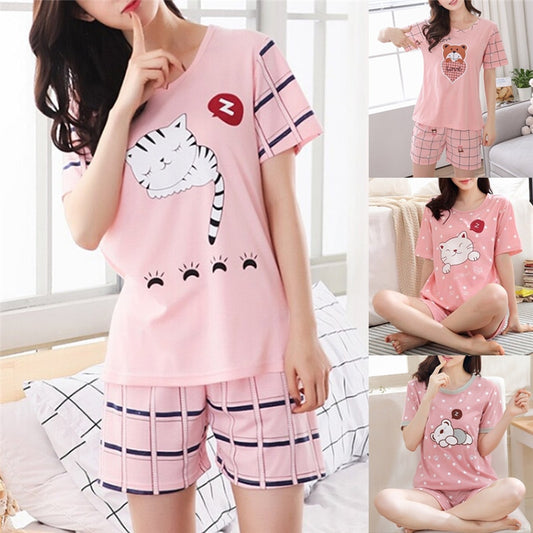 Summer Short Sleeve Cotton Sleepwear