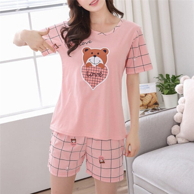 Summer Short Sleeve Cotton Sleepwear