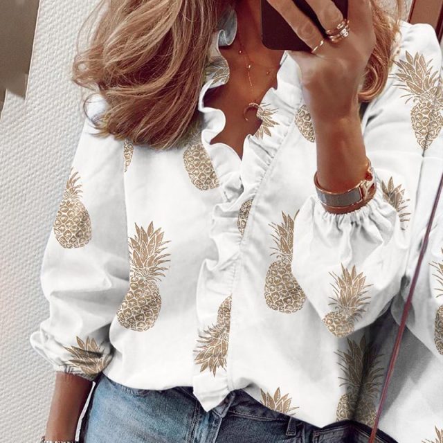 Elegant Boho Floral Print Slim Shirt