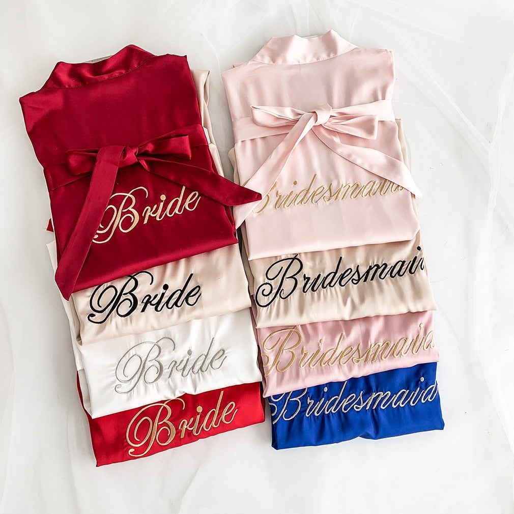 Bride Bridesmaid Kimono Bathrobe Dress