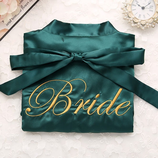 Bride Bridesmaid Wedding Robe Embroidery Kimono