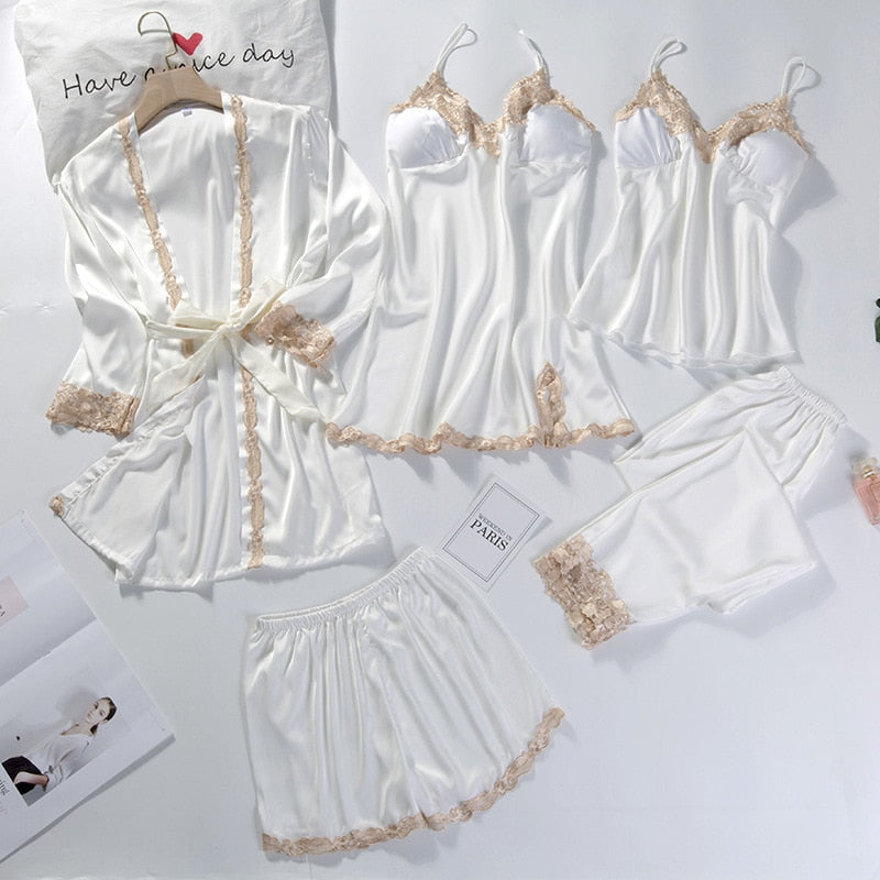 Lace Patchwork 5PCS Sleepwear