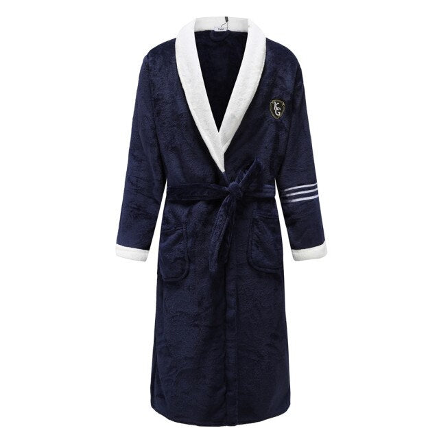 Autumn Winter Nightdress Blue Men Casual Coral Fleece Sleepwear