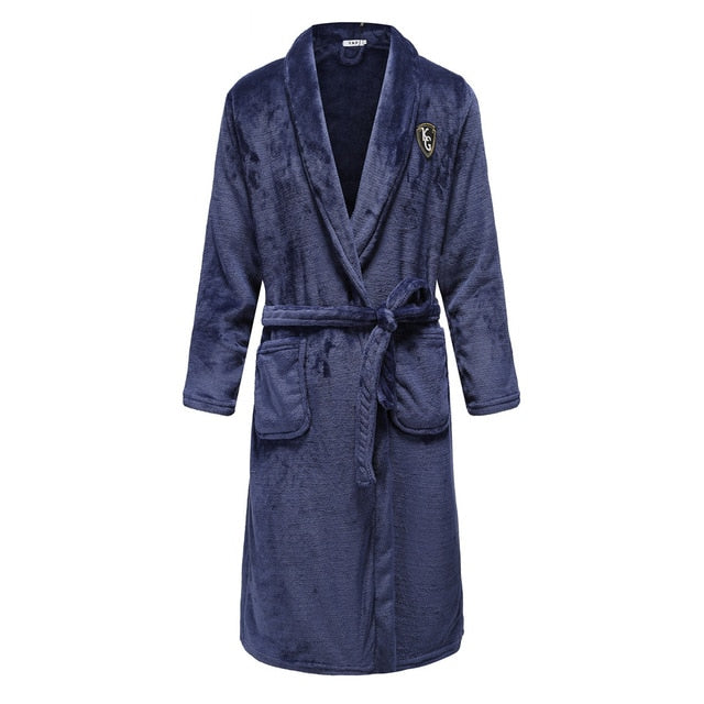 Autumn Winter Nightdress Blue Men Casual Coral Fleece Sleepwear