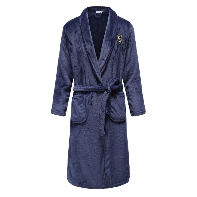 Autumn Winter Nightdress Blue Men Casual Coral Fleece Sleepwear