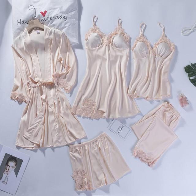 Lace Patchwork 5PCS Sleepwear