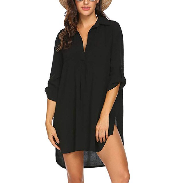 New Fashion Women Swimsuit Cover Ups Shirts, Ladies Bathing Suit Cover Ups Mini Dress Bikini Beach Tunic Tops