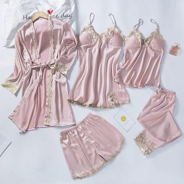 Lace Patchwork 5PCS Sleepwear