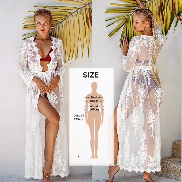 White Crochet Bikini Cover Up with Fringe Trim Women Hollow Tunic Beach Dress 2021 Summer Bathing Suit Beachwear