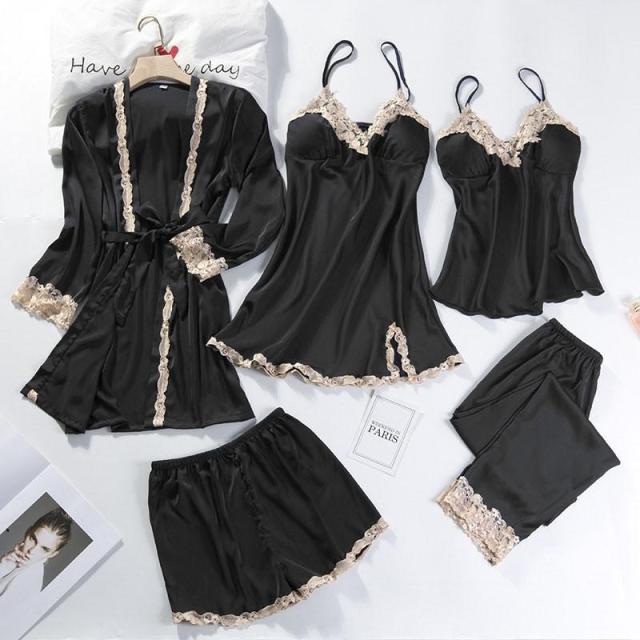 Lace Patchwork 5PCS Sleepwear