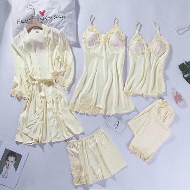 Lace Patchwork 5PCS Sleepwear