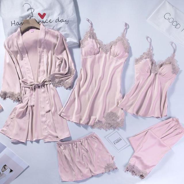 Lace Patchwork 5PCS Sleepwear