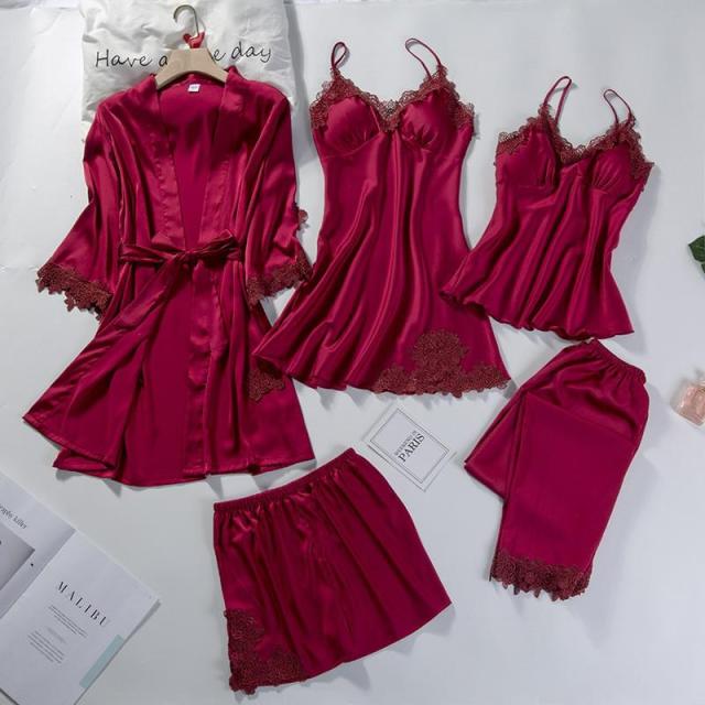 Lace Patchwork 5PCS Sleepwear