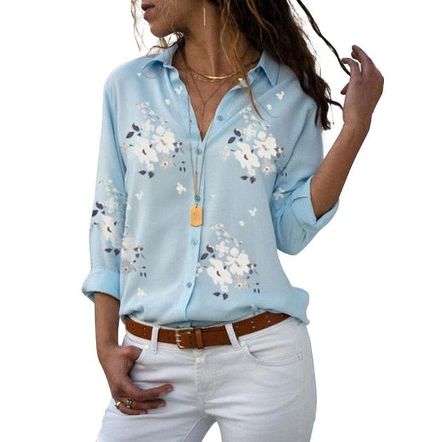 Long Sleeve Women Blouses Tops Elegant Wear