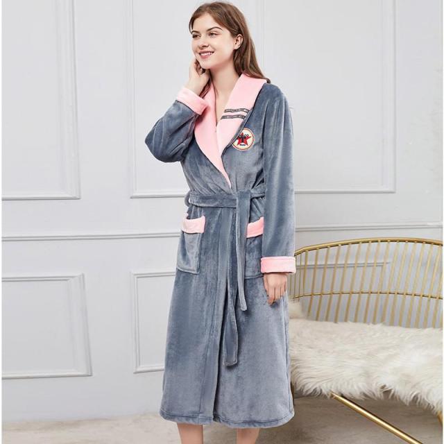 Autumn Winter Nightdress Blue Men Casual Coral Fleece Sleepwear