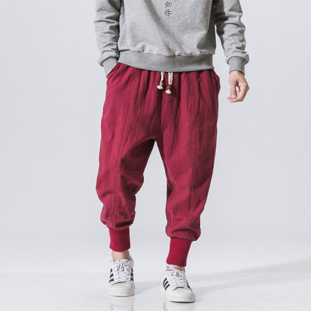 Cotton Linen Jogger Pants  Streetwear