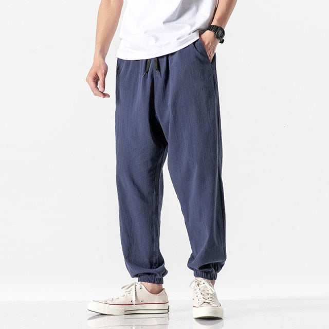 Cotton Linen Jogger Pants  Streetwear