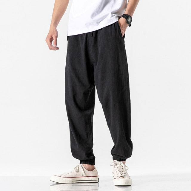 Cotton Linen Jogger Pants  Streetwear