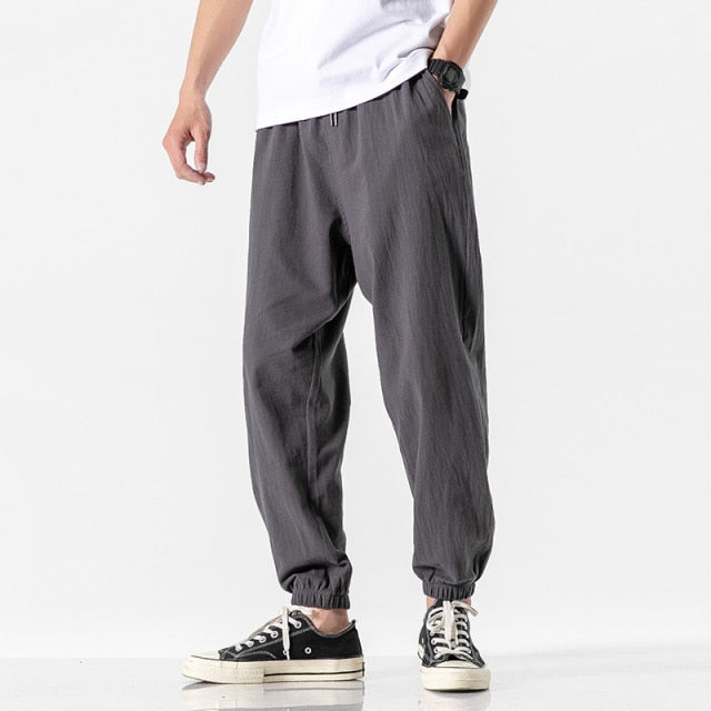 Cotton Linen Jogger Pants  Streetwear