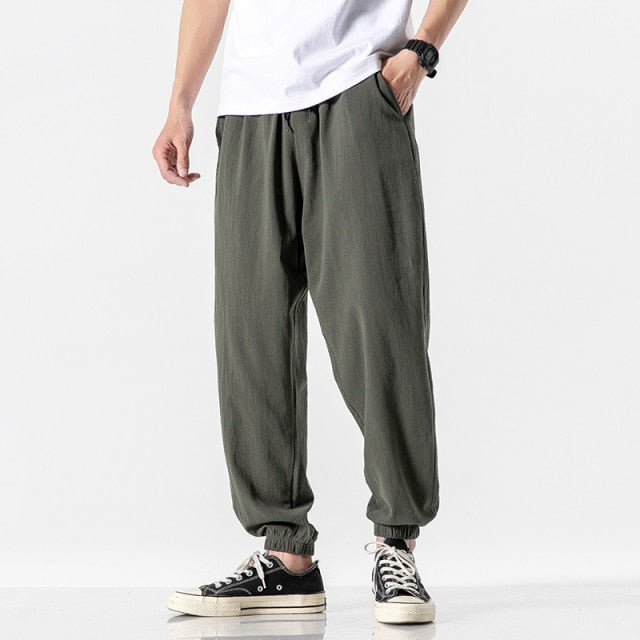 Cotton Linen Jogger Pants  Streetwear