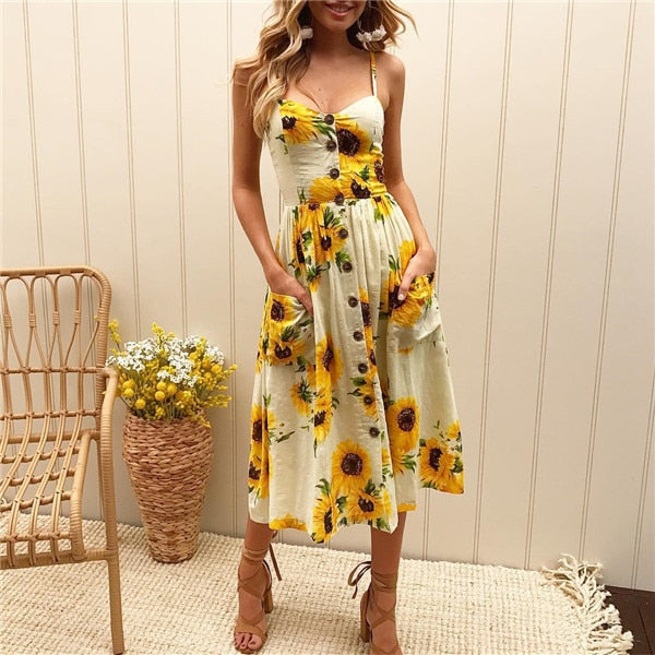 Long Floral Print, Bohemian Dresse