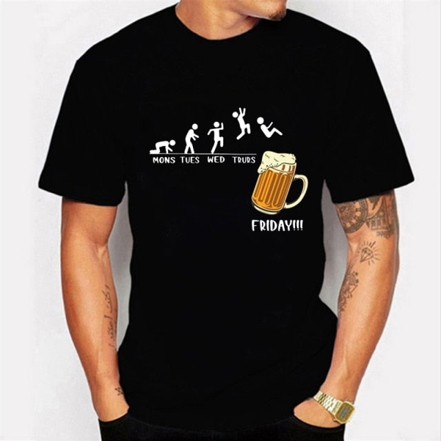 Friday Beer Print Men Tshirts Streetwear