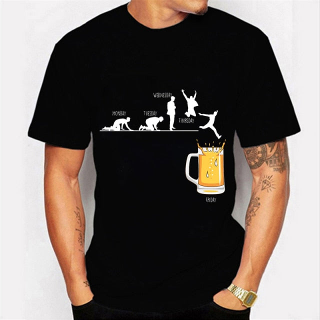 Friday Beer Print Men Tshirts Streetwear