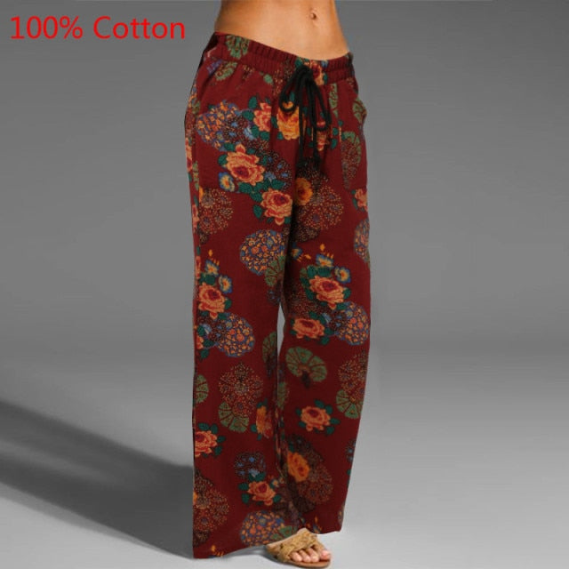 Celmia Oversized Women Vintage Wide Leg Pants 2021 Autumn Linen Palazzo Fashion Long Trouser Casual Elastic Waist Solid Pantalon