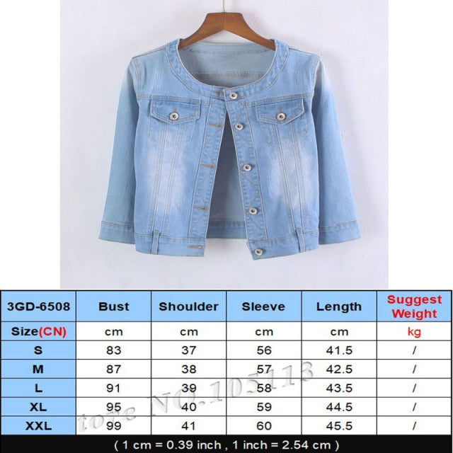 Chaqueta Vaquera Denim Jacket Soft Thin 3/4 Oversize Bomber Denim Veste Femme